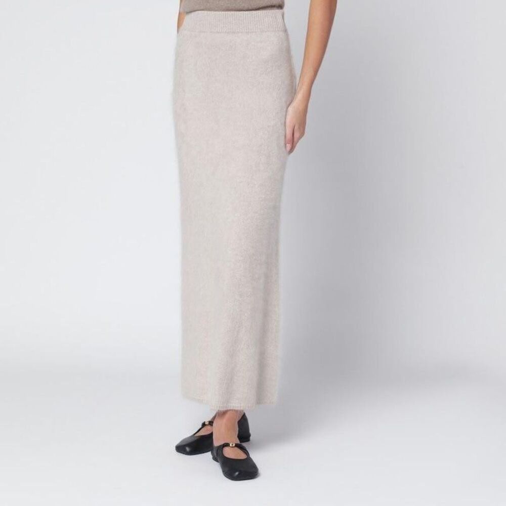 ALMADA LABEL Women's Ribbed Waist Knit Maxi Skirt Women Beige Skirts